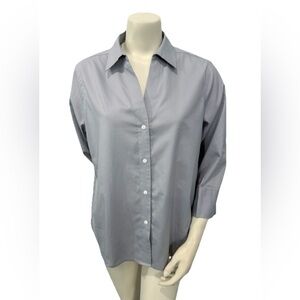 Foxcroft NYC Women’s Non Iron Stretch Button Down Shirt Gray Size L
